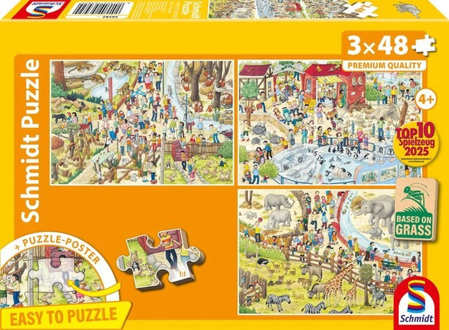 Puzzle Schmidt Spiele 3x48 el. Zabawa w Zoo dla Dzieci 3+