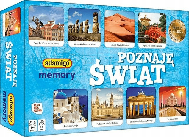 Gra Planszowa Memory Poznaję Świat Adamigo - Gra Pamięciowa dla Dzieci