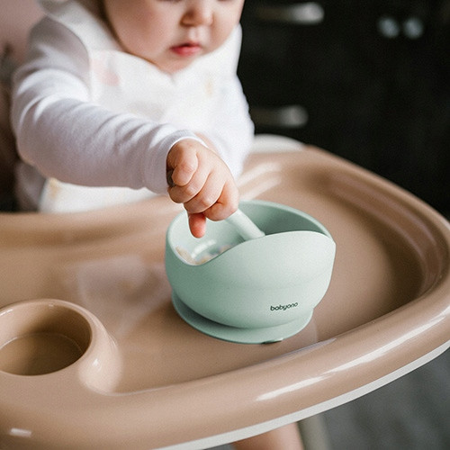 Miseczka silikonowa z przyssawką Babyono – zielona
