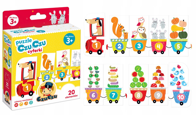 Puzzle pociąg liczbowy CzuCzu - nauka liczenia 3+