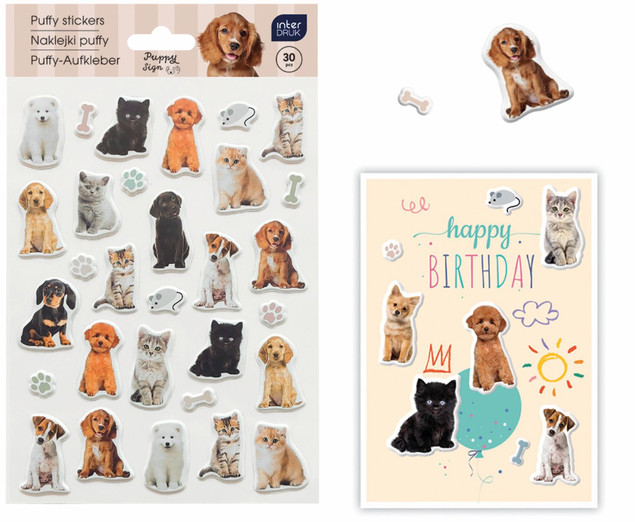 Interdruk Naklejki Puffy 30szt. Puppy Sign Pieski 3D