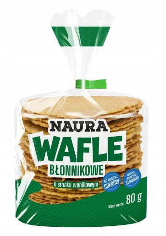 NAURA WAFLE OWSIANO-PSZENNE Z BŁONNIKIEM OWSIANYM O SMAKU WANILIOWYM 80G
