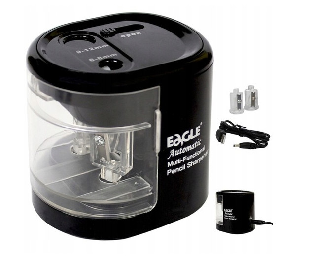 Temperówka ELEKTRYCZNA Baterie USB Podwójna Czarna 6-8/9-12 mm EAGLE