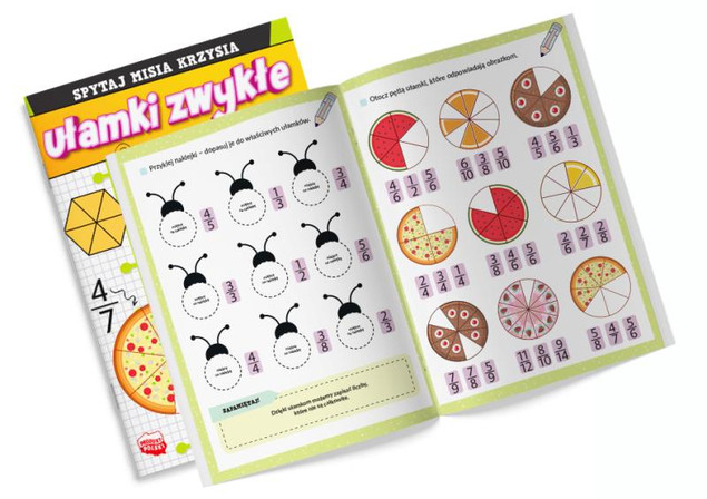 Spytaj Misia Krzysia. Ułamki zwykłe z naklejkami – Praca zbiorowa