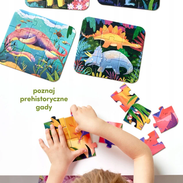 Dziecko bawi się CzuCzu Puzzle Fantastyczne Dinozaury 45 elementów