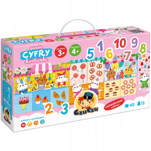 CzuCzu Puzzle 40 el. Cyfry Króliczki – Edukacyjna Układanka do Nauki Liczenia dla Dzieci 3+