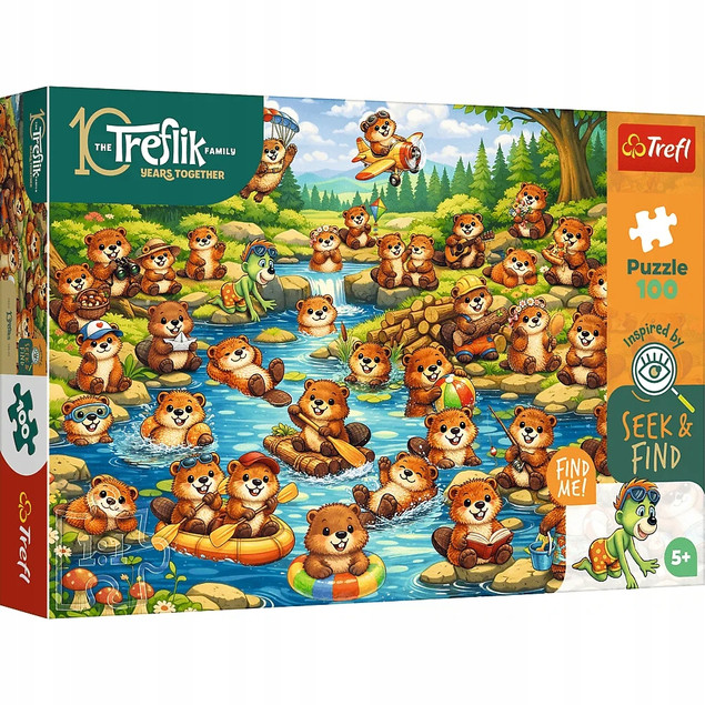 Trefl Puzzle Rodzina Treflików, Seek & Find 100 el. Bobry w akcji