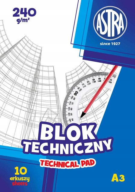 Blok techniczny Astra A3 240g 10 arkuszy