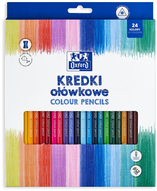 Kredki ołówkowe trójkątne Oxford z temperówką 24 szt.