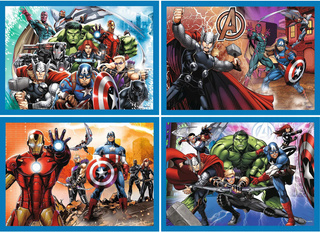 Puzzle 4w1 Układanka AVENGERS Iron Man Hulk THOR MARVEL 4+ Trefl 34386