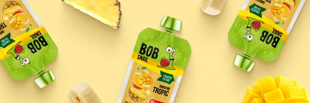 Mus owocowy 100% bez dodatku cukru BOB SNAIL Banan Ananas Mango 10х120 g_1