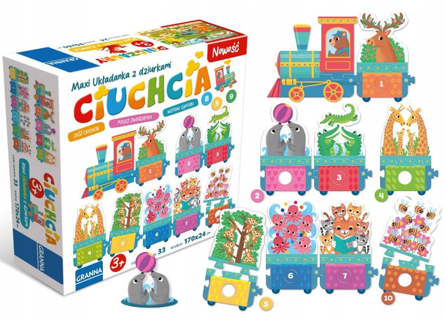 GRANNA Puzzle Maxi Ciuchcia ze Zwierzętami | Układanka Edukacyjna 33 el.
