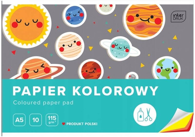Blok Wycinanka Papier Kolorowy A5/10k Do Prac Plastycznych 115g Interdruk