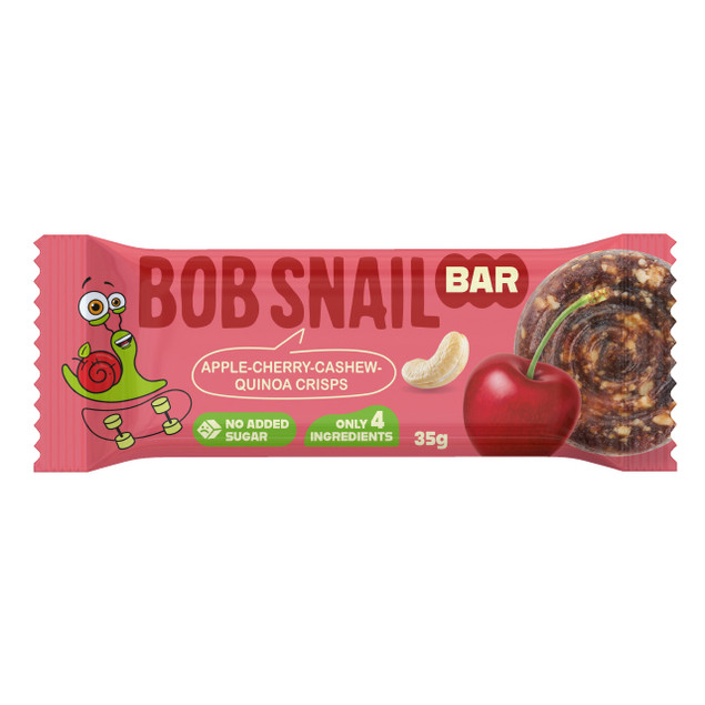 BOB SNAIL Batonik JABŁKO WIŚNIA NERKOWCE QUINOA Bez Dodatku Cukru 35g