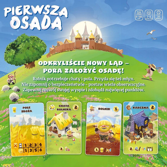 Pierwsza Osada – gra karciana strategiczna, 2-4 graczy, 8+