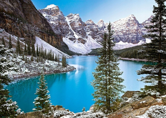 Puzzle 1000 Układanka Krajobraz JEZIORO Zima Góry Las Śnieg 9+ Castor