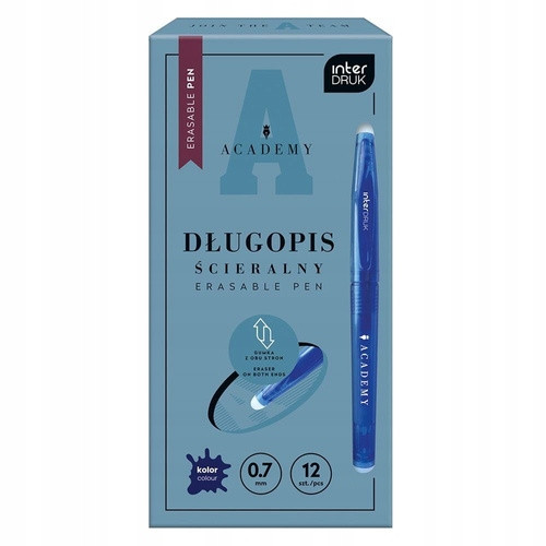 Długopis Zmazywalny Interdruk Academy Niebieski 0.7mm + 3 Wkłady