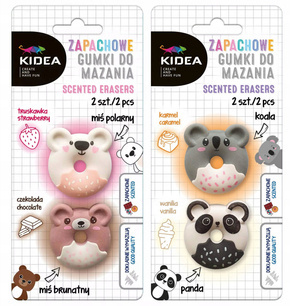 4x ZAPACHOWA Gumka DO MAZANIA Ścierania Panda Koala Miś Kidea