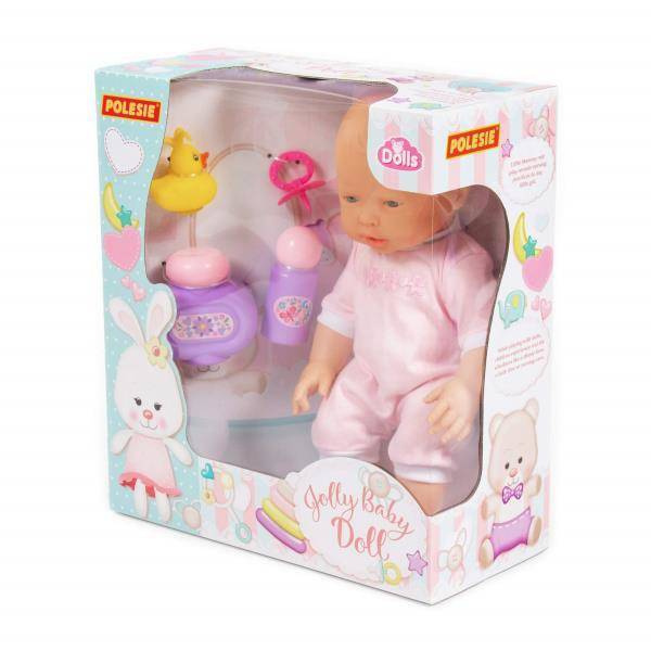 Polesie 78360 Lalka wesoły Bobas 35cm ze smoczkiem + zestaw do kapieli 3-elementy, pudełko