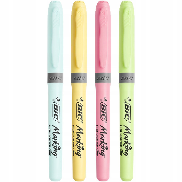 BIC Highlighter GRIP – zestaw 4 zakreślaczy pastelowych