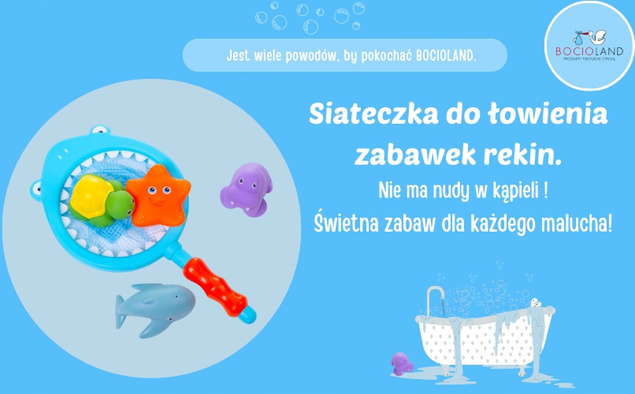 BOCIOLAND Zabawka Do Kąpieli Siateczka Do Łowienia Zabawek Zwierzątka 18M+
