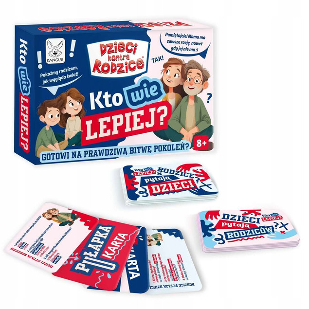 Gra Planszowa Dzieci kontra Rodzice Kto Wie Lepiej? Kangur Quiz Rodzinny