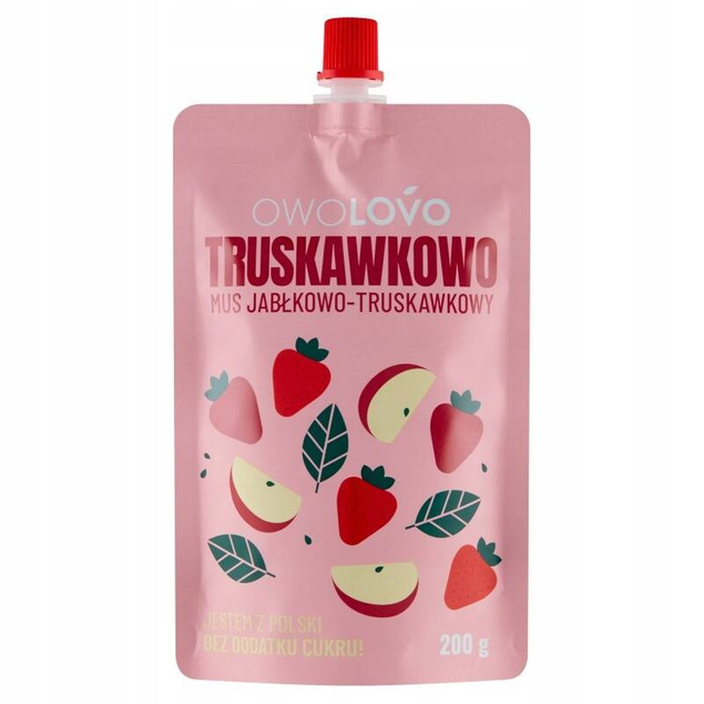 OwoLovo Truskawkowo Mus Jabłkowo-Truskawkowy Dla Dzieci 200g