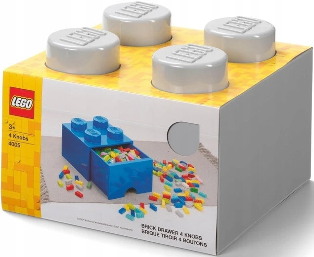 Pojemnik LEGO Brick 4 Szary - Szuflada otwarta z klockami