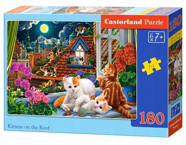 Puzzle 1500 Układanka Koty KOTKI Dach Okno Obraz Kwiaty Zwierzęta 9+ Castor