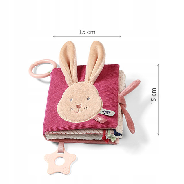 Babyono Książeczka Sensoryczna Miękka Rabbit Karo Gryzak Szeleści Niemowląt