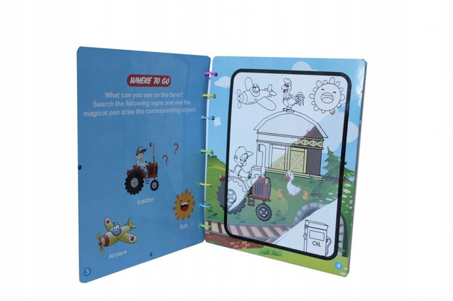 ASKATO Książeczka Wodna z Pisakiem Magic Water Pojazdy Malowanka Edukacyjna