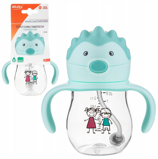 Bidon niekapek Akuku z obciążoną słomką 250ml