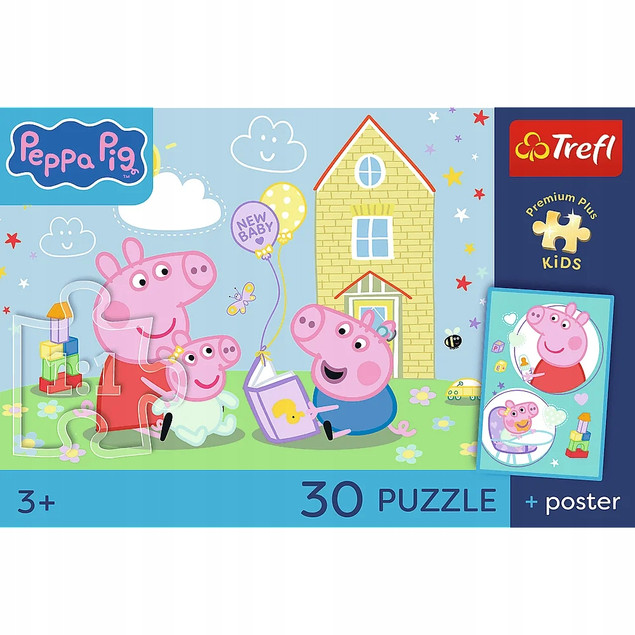 Trefl Puzzle 30 el. Świnka Peppa: Peppa ma plan + Plakat