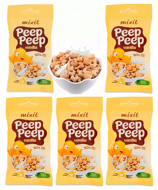 5x MIXIT Płatki Śniadaniowe Peep Peep WANILIOWE Saszetki 25g