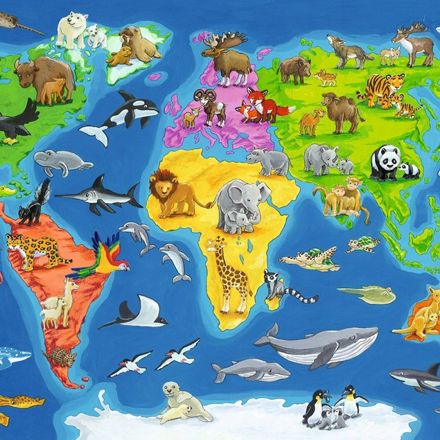 Puzzle Ravensburger 30 elementów Mapa Świata Zwierząt