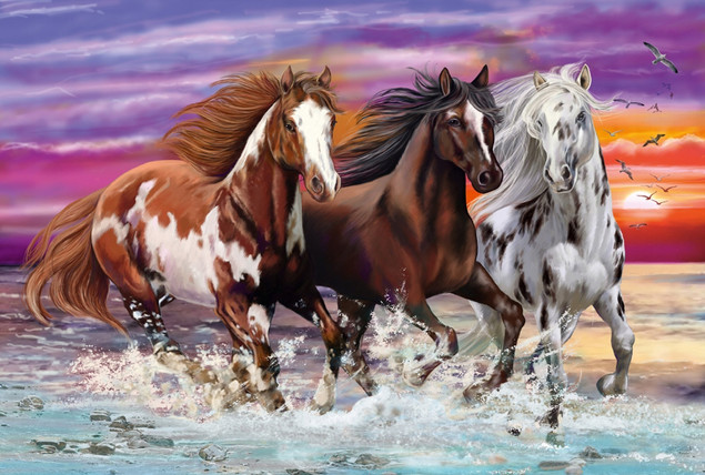 Schmidt Spiele Puzzle 200 Trzy Dzikie Konie G3