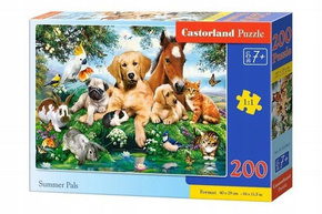 PUZZLE 200 UKŁADANKA DLA DZIECI ZWIERZĘTA KOTY PSY KONIE PTAKI 7+ CASTOR