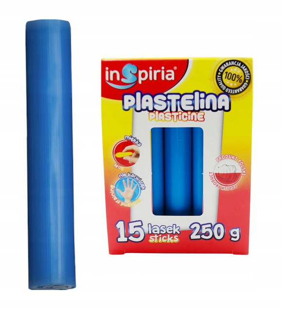 Plastelina NIEBIESKA Komplet 15 Lasek Szkolna Plastyczna 250g Inspiria x5