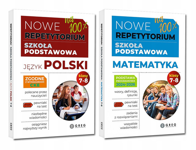 Repetytorium 2026 SP Język Polski Matematyka Klasa 7-8 Nowe Lektury Wzory