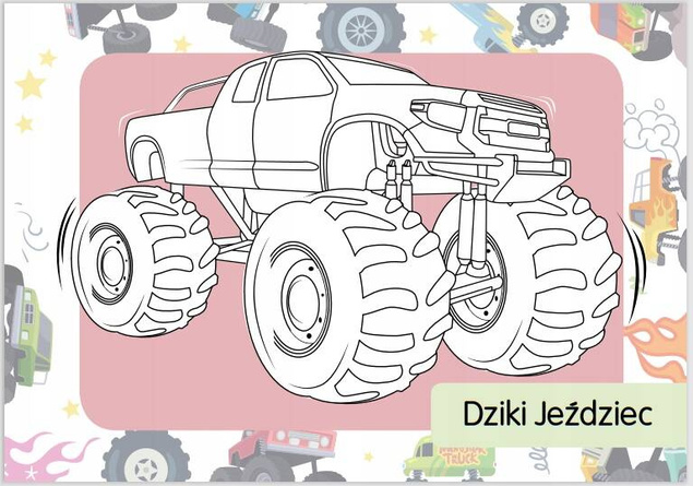 Kolorowanka z Tatuażami MONSTER TRUCKI 3+ Skrzat