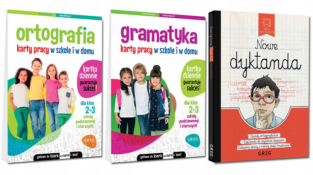 Ortografia i Gramatyka Dyktanda 2025 Karty Pracy Ćwiczenia Klasa 2-3 GREG