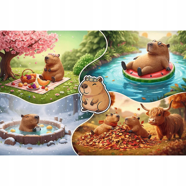 Trefl Puzzle 300 Cztery pory roku z Kapibarami