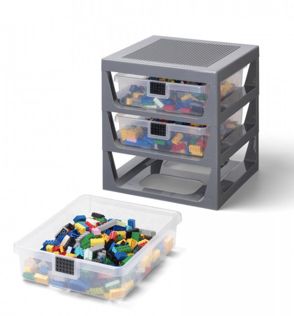 LEGO Regał Sorter na Klocki z 3 Szufladami i Płytką Szary