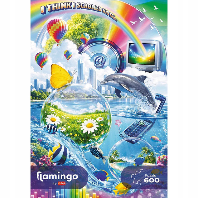 Trefl Puzzle 600 el. Flamingo by Trefl, Internetowy chaos Y2K