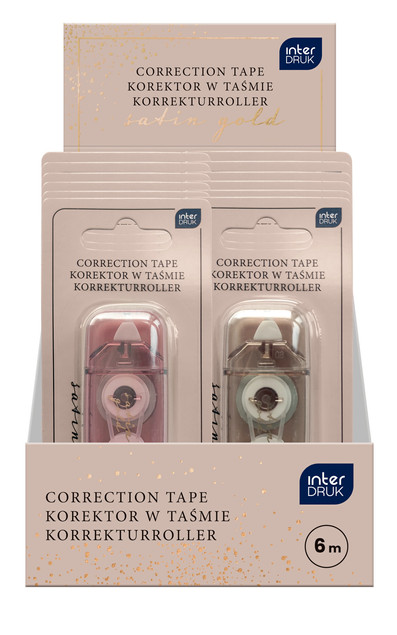 Korektor w taśmie myszka szkolny biurowy mini 6m Satin Gold Interdruk