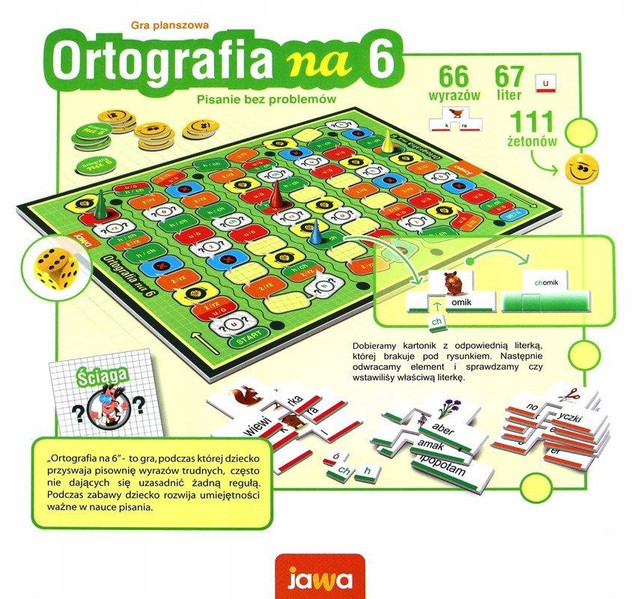 Ortografia Na 6 Pisanie Bez Problemu Gra Edukacyjna Planszowa 5+ Jawa 01335