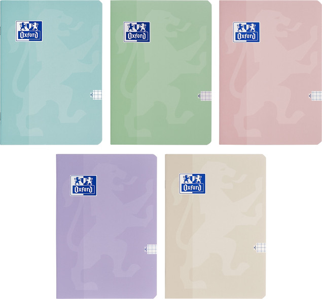 Zeszyt Oxford Touch Pastel A5 kratka z marginesem 5 szt.