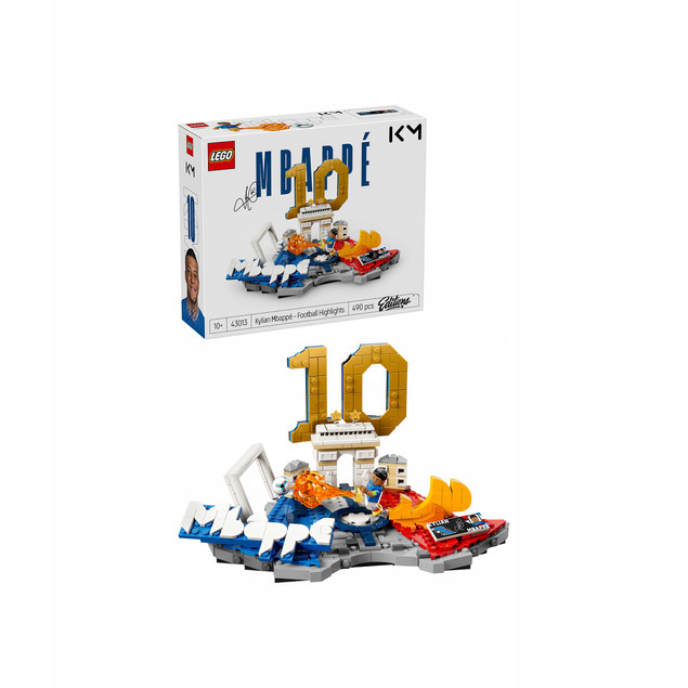 LEGO Editions 43013 Kylian Mbappé – Piłkarskie Moment 10; kolekcjonerski model 490 el.