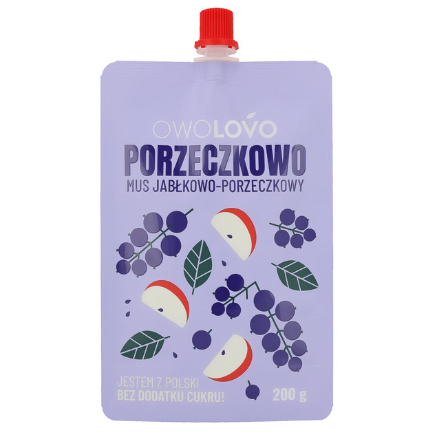 Mus Jabłkowo-Porzeczkowy OwoLovo 200g – bez cukru, od 6 miesięcy