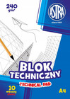 Blok techniczny A4 240g 10 arkuszy biały Astra